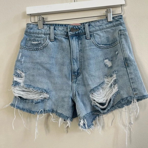 Show Me Your Mumu Phoenix Shorts in Cyprus Sea Frayed Light Wash Denim - Picture 6 of 6